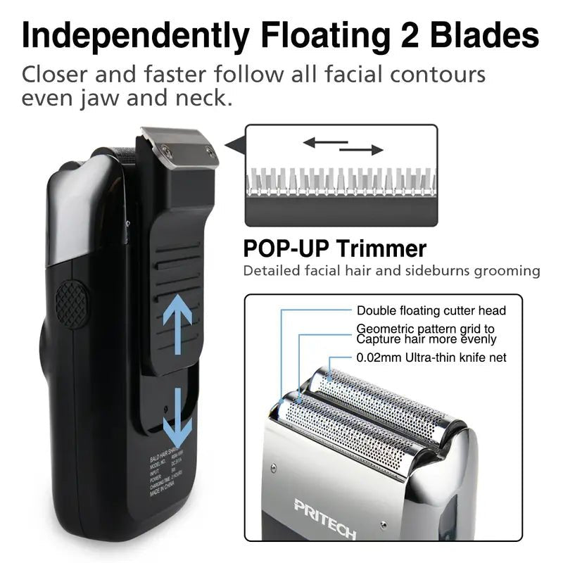 2 - in - 1 Electric Foil and Bald Shaver for Men - LVbeuty