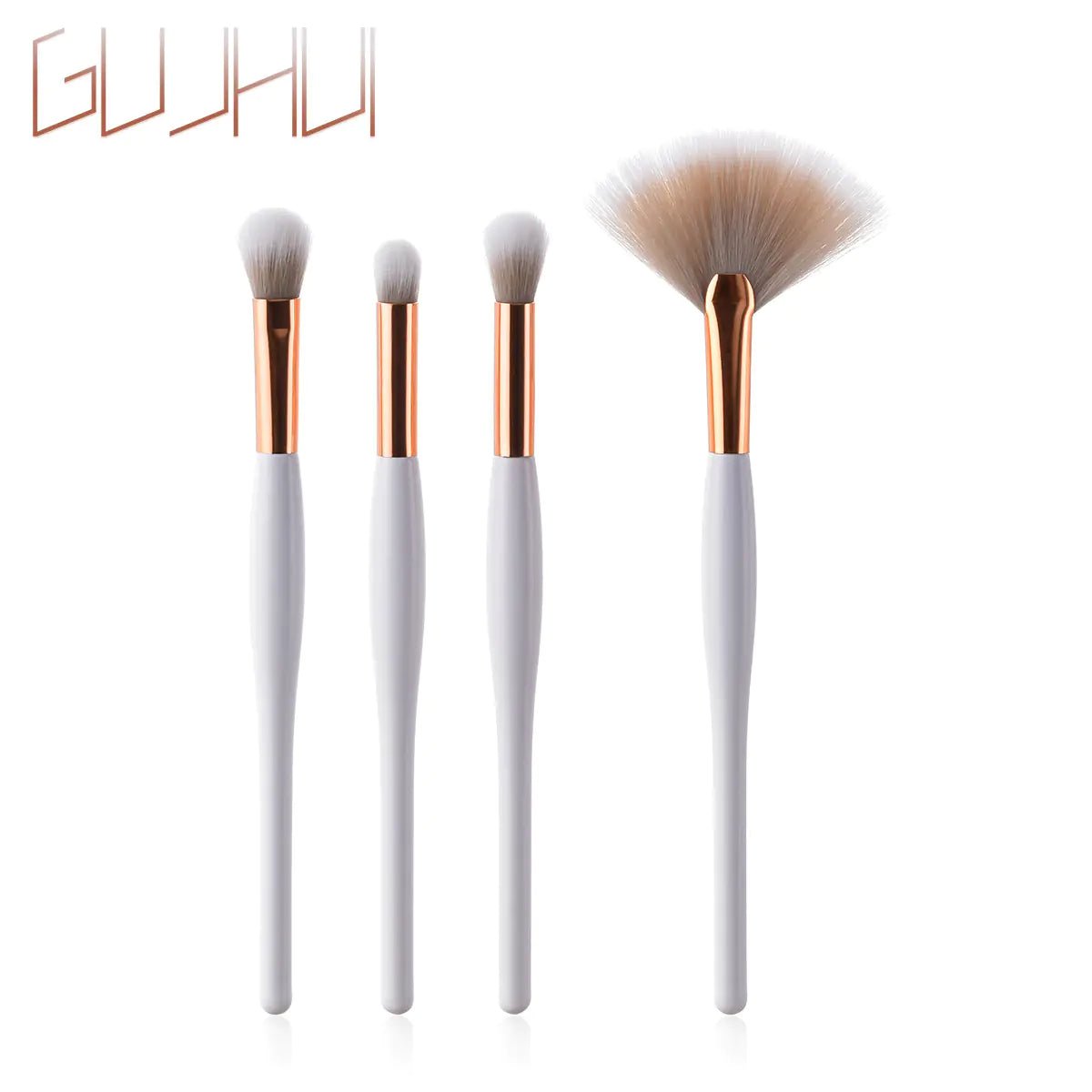 8 - Piece Makeup Brush Set with Black Handle and Silver Tubes - LVbeuty
