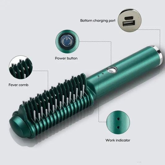 Dual - Purpose Electric Hair Comb for Curling & Straightening - LVbeuty