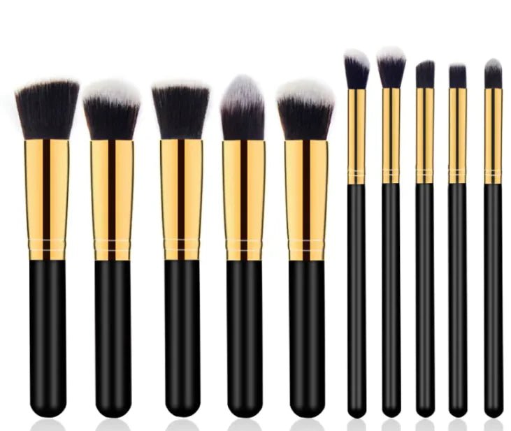 Elegant Wooden Handle Makeup Brush Set - LVbeuty