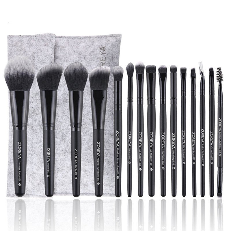 ZOREYA 15 - Piece Makeup Brush Set with Black Handles - LVbeuty